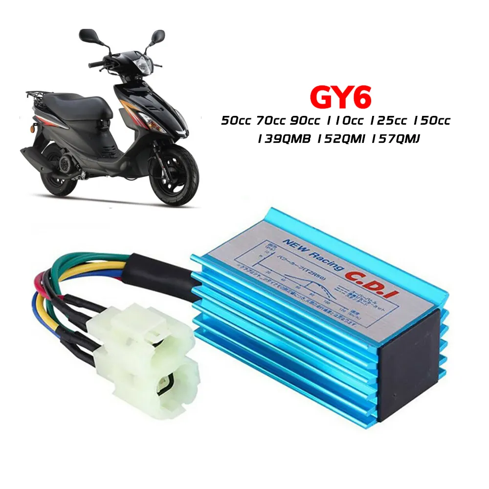 Koil pengapian 6 Pin dengan kotak CDI balap untuk GY6 50cc, 70cc, 90cc, 110cc, 125cc, 150cc 139QMB, 152QMI 157QMJ