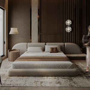 Set <span class=keywords><strong>Letto</strong></span> <span class=keywords><strong>Matrimoniale</strong></span> Moderno di Lusso Imbottito con Struttura in Legno, Disponibile in Pelle e <span class=keywords><strong>Tessuto</strong></span>, con Contenitore, Misure King e Queen - Product Image 3