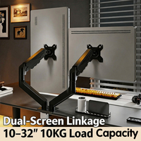Nouveau support de bureau ergonomique en métal noir pour double moniteur 10-32 pouces, charge 10 kg, inclinaison à 90 degrés, rotation à 360 degrés, bras réglable pour la maison