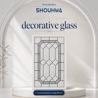 Verre décoratif sur mesure, esthétiquement plaisant à l'œil, avec un design encapsulé, intégré à une porte d'entrée en fibre de verre.