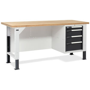 Établi réglable Fami Master BR 200cm avec plateau en bois et 4 tiroirs - Product Image 1