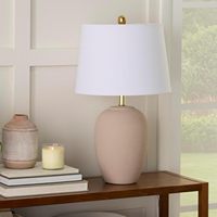 Lampe de table en céramique bleu côtier pour chambre à coucher, salon, salle à manger, entrée, avec abat-jour blanc