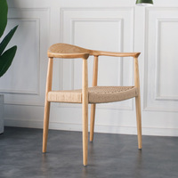 Chaise de salle à manger en bois nordique avec corde, chaise de salle à manger moderne en rotin Oka avec accoudoirs