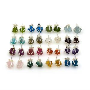 8-10mm Elegant Prong Set Raw <b>Amethyst</b> <b>Stud</b> <b>Earrings</b> with Gold Plating Handcrafted Raw Gemstone Jewelry for Gift - Product Image 6