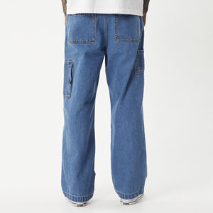 New Custom Loose Fit Wide Leg Workwear Pants Cargo Style Side Patch Pocket <strong>Trouser</strong> <strong>Mens</strong> Baggy Denim Jeans - Product Image 2
