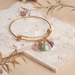 Brazalete Ajustable Dorado con Dijes de Piedras Preciosas Naturales, Joyería Bohemia de Moda, Accesorios de Piedra de Nacimiento, Regalo para el Día de la Madre - Product Image 5
