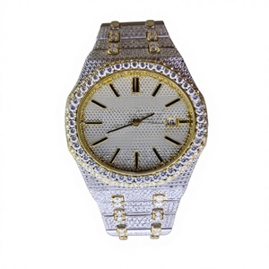 Luxury Fully Iced Moissanite Wrist Watch Handmade Mechanical Stainless Steel Glass Dial 10 <b>Bar</b> Water Resistance Customizable Men - Product Image 1