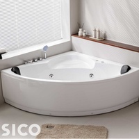Baignoire de luxe autoportante en acrylique avec jets de massage à bulles d'air et oreillers de bain, pour 2 personnes, de fabrication industrielle