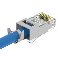 Pro'sKit CN-PT50C6AS CAT7 Abgeschirmter RJ45-Stecker Durchgangsdesign mit Zugentlastungskappe für Industrielle Ethernet-Kabelverlegung