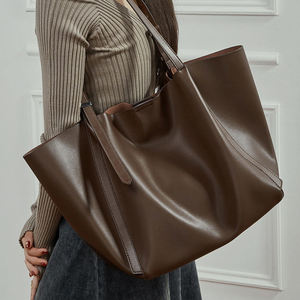Bolso de mano de cuero genuino, bolsos de un solo hombro a la moda, bolso escolar de cuero de alta calidad, bolso de diseñador para mujer, bolso de gran capacidad - Product Image 2