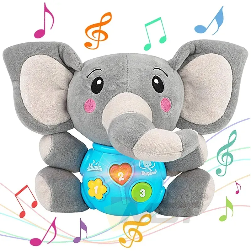 Baby Infants Musical Sleeping Comfort Plush Elephant Animals Doll Nursery Soothing Soft Stuffed Plush Toys