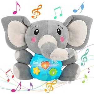 아기 유아 뮤지컬 잠자는 편안함 봉제 코끼리 동물 인형 보육 부드러운 봉제 인형 장난감