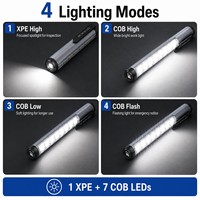 Lampe de travail rechargeable USB-C 300LM XPE 7 COB avec clip magnétique, mini lampe torche LED étanche pour réparation automobile, inspection et camping