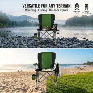 Heavy Duty 400LBS Outdoor Portable Folding Camping <b>Chair</b> Ultralight With <b>Padded</b> Hard Armrest Oxford Fabric For Gym Use - Product Image 3
