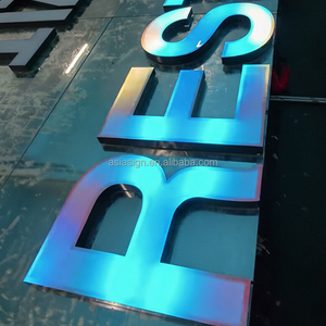 Enseigne lumineuse LED RVB dynamique couleur pleine, décoration artistique intérieure, en acier inoxydable et acrylique, personnalisée, pour studios créatifs, bars et bâtiments 3D - Product Image 3