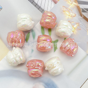 Acrylic Lucky Cat <b>Beads</b> Iridescent Porcelain White Pink Mixed Shapes For Jewelry Making DIY Key Pendant - Product Image 3