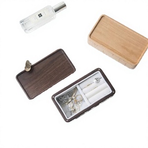 Beech Black Walnut Solid Wood Rectangle Small Painted Sustainable Magnetic Jewelry Gift <b>Box</b> with Magnetic Lid - Product Image 2