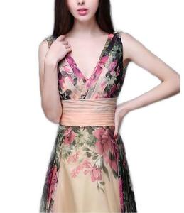Robe de soirée en mousseline de soie pour femmes, jupe longue, motifs floraux, à la mode, nouvelle collection, été, <span class=keywords><strong>2022</strong></span> - Product Image 5