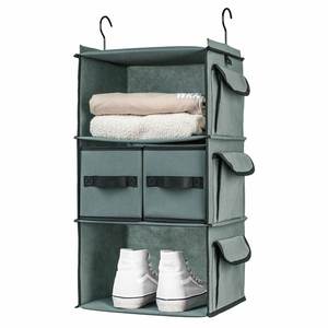 3-Shelf Collapsible Hanging Closet Organizer Space-Saving Fabric Storage for Clothes and <b>Shoes</b> - Product Image 1