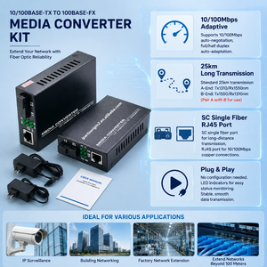 10/100Mbps Fiber Optic Transceiver Single‑mode Single Fiber SC 20KM Transmission A‑B Pair <b>Plug</b> and Play Ethernet Media Converter - Product Image 1