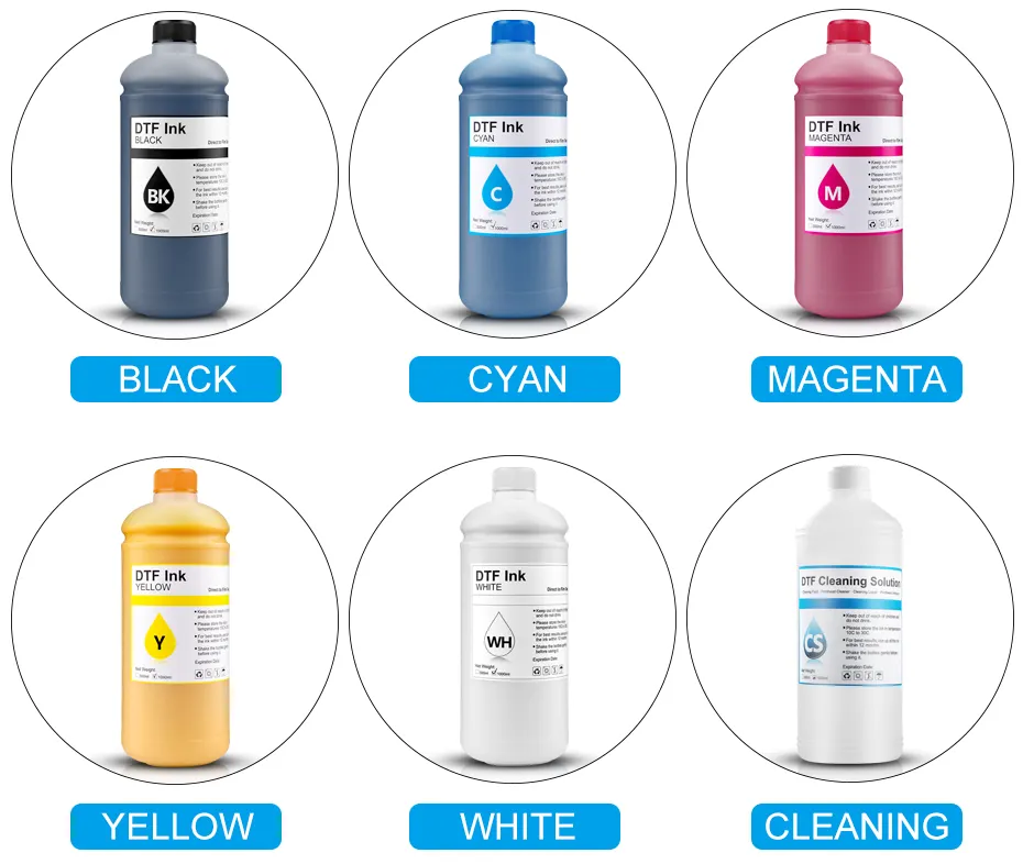 MWEI Premium calidad Blanco textil pigmento rgbo DTF tinta de impresión para impresora Epson 7890 DX5 5113 L1800 L805