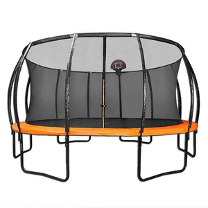 Trampolín Grande para Jardín al por Mayor con Marco <span class=keywords><strong>de</strong></span> Tubo Curvo, Red <span class=keywords><strong>de</strong></span> Seguridad y Canasta <span class=keywords><strong>de</strong></span> Baloncesto, Trampolín Recreativo para Niños al Aire Libre - Product Image 1