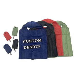 Vente en gros sac réutilisable personnalisé en polyester pliable et imperméable bon marché sacs à provisions pliants personnalisés - Product Image 1