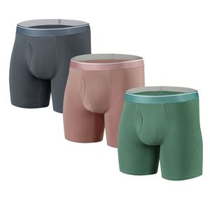 Ropa Interior Elástica Color Morandi, Talla Grande, Calzoncillos Boxer de Fibra de Bambú Transpirables y Ligeros para Hombre, Estilo Americano, con Piernas Largas - Product Image 1