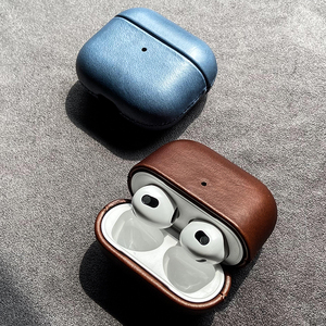 DL High Premium Retro Style Real Cowhide Capa superior Marrón Tapones para los oídos inalámbricos Estuche para auriculares Estuche de diseñador portátil para <span class=keywords><strong>Airpods</strong></span> - Product Image 2