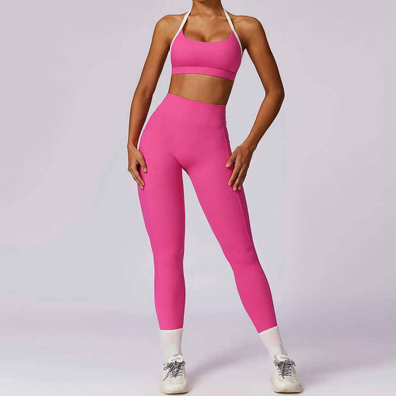 บรา &amp; เลกกิ้งสีชมพู