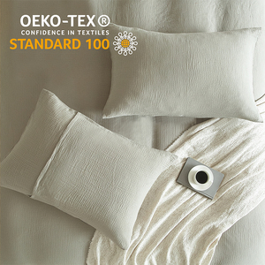 Chaud populaire <span class=keywords><strong>meilleur</strong></span> prix 100% coton gaze housse de <span class=keywords><strong>couette</strong></span> ensemble personnalisé 3 pièces literie géométrique solide Double taille mousseline <span class=keywords><strong>couette</strong></span> - Product Image 5