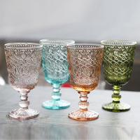 270ml Vintage en relief gobelet à vin tasse à eau Cyan vert violet Orange rose verres à boire pour mariage décoration de table location