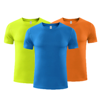 T-shirt de course pour homme 100 % polyester, jersey uni, respirant, séchage rapide, design vierge, manches courtes, coupe classique, taille personnalisable