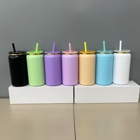 Mug isotherme coloré personnalisé de 16 oz en acier inoxydable à double paroi, thermolaqué, pour café glacé, avec paille