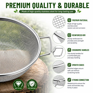 Galvanized <b>Wire</b> <b>Mesh</b> Strainer Round Colander with Handles for Kitchen Use - Product Image 6
