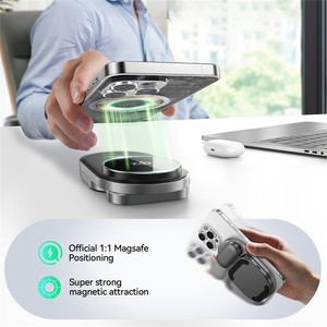 Joyroom ที่ชาร์จไร้สายแบบแม่เหล็ก3 in 1สำหรับ <span class=keywords><strong>iPhone</strong></span>/airpods/Apple <span class=keywords><strong>Watch</strong></span> พับได้15W สถานีชาร์จเร็ว-สีดำ - Product Image 5