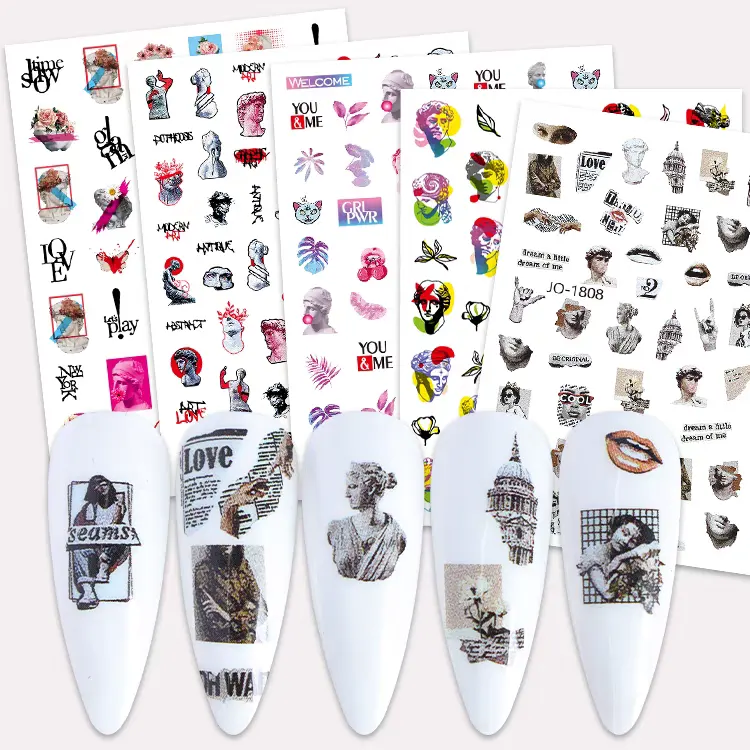 Luxury Brand Nail Stickers Art Graffiti Nail Sticker For Italian Renaissance Style Nail Art Sticker