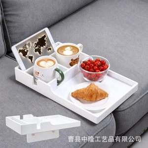 Wooden <b>sofa</b> tray, snack compartment storage box, solid wood breakfast coffee tray, beanbag <b>sofa</b> tray - Product Image 2