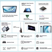 Tablette DOOGEE Tab E3, Gemini AI Android 15, écran FHD+ 11 pouces, batterie 8800 mAh, 32 Go (8+24) 256 Go, Helio G100, double haut-parleur
