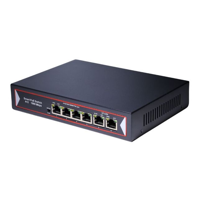 OEM ODM Gigabit 48V PoE Switch 10/100/1000Mbps 4 Port PoE Switch With 2 Gigabit RJ45 Uplink 48V Ethernet PoE Switch