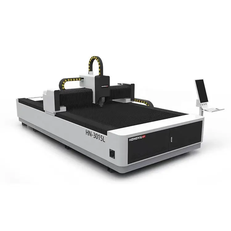 Hongniu mesin pemotong Laser model L, mesin pemotong Laser serat CNC 1500W ekonomis dengan harga terbaik