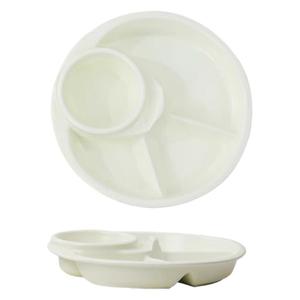 จานแบ่งช่องพลาสติก ควบคุมปริมาณอาหาร สำหรับใช้ในบ้าน สีครีม ขาว เหลือง เขียว ชมพู สีพื้น JX-154 - Product Image 5