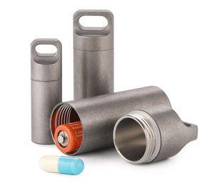 Portapillole in titanio portachiavi custodia da viaggio impermeabile per tabletas Outdoor EDC medicina di emergenza - Product Image 3