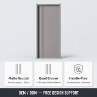 Porte intérieure en bois composite polymère insonorisant moderne OEM, finition placage, sur mesure pour hôtel commercial et appartement