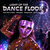 Masque de fête disco mosaïque effet miroir pour Halloween, accessoire de costume de bal masqué, lumineux dans le noir, fournitures de fête pour festival, vente en gros