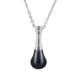 Collier pendentif goutte d'eau 32 mm, design flacon de parfum, acier inoxydable, or, or rose, acier noir, bijoux de mode pour usage quotidien - Product Image 3