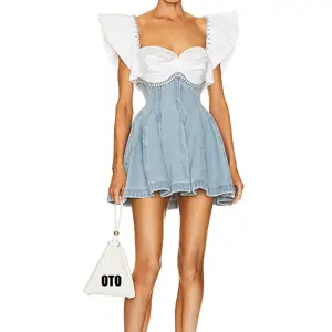 Váy Denim Mini Xếp Ly Chữ A Dáng Ôm Thường Ngày Cho Nữ Bán Sỉ 2023