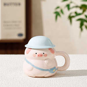 Cute Cartoon Piggy <b>Ceramic</b> Mug - Heat Resistant Couple <b>Cups</b> for Office Birthday Gift for Her - Product Image 6
