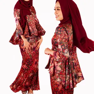 Popular High Quality Islamic Clothing Modern Ethnic Wear Long Sleeve Malaysia Kurung Baju Muslim