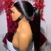 Perruque Invisible en Cheveux Humains Lisses et Droits de 30 Pouces, avec Dentelle Frontale 360 Full HD Pré-Pluckée, Densité 250%, Perruque Frontale en Dentelle 13x6